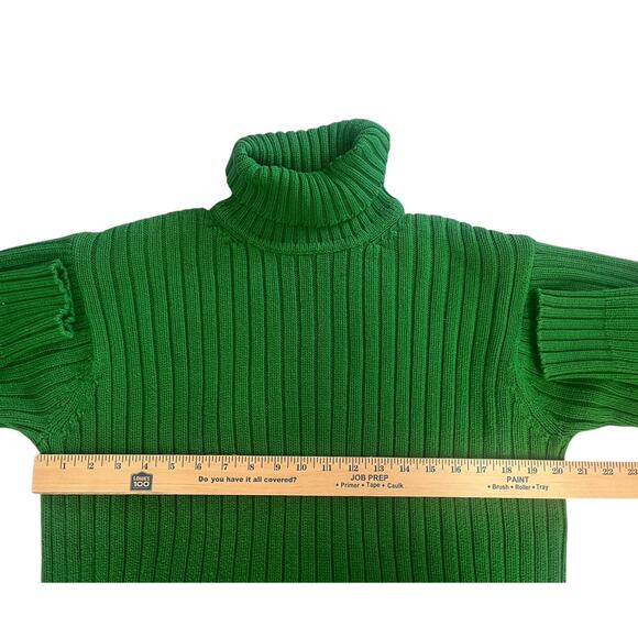 VTG J. Crew Turtleneck Sweater Ribbed Chunky Kelly Green Womens Size Small - Picture 7 of 9